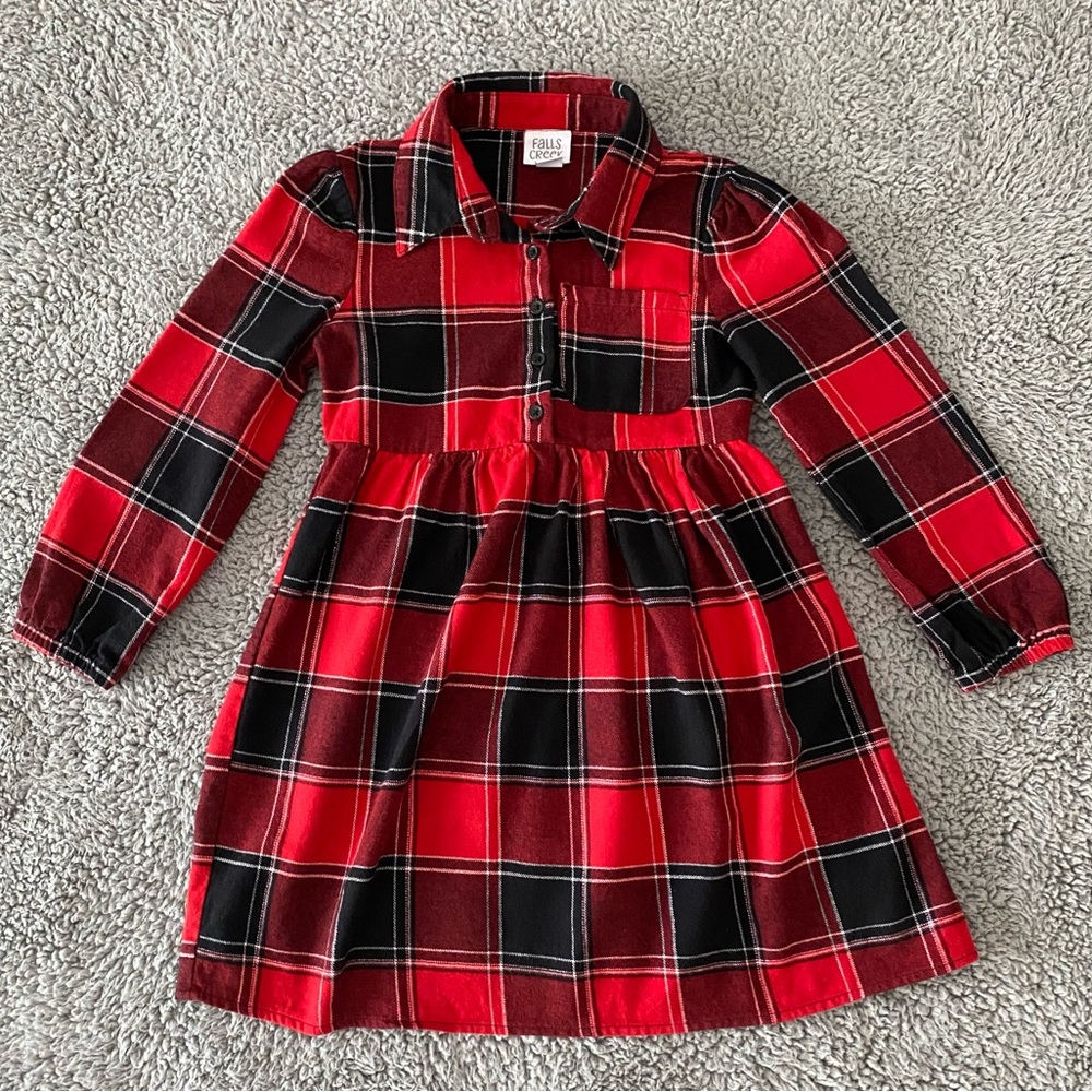 Girls Plaid Dress 6/6x Red and Black Falls Creek